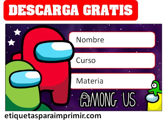 among us etiquetas escolares editables