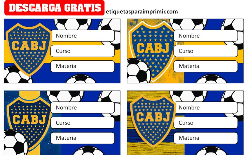 Boca Juniors Futbol Etiquetas Escolares Imprimibles