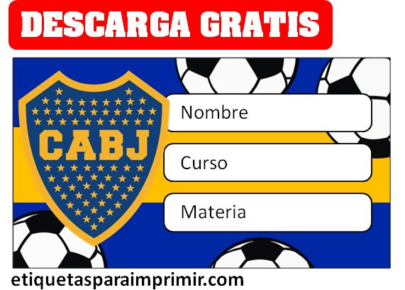 etiquetas escolares de boca juniors pdf editables gratis