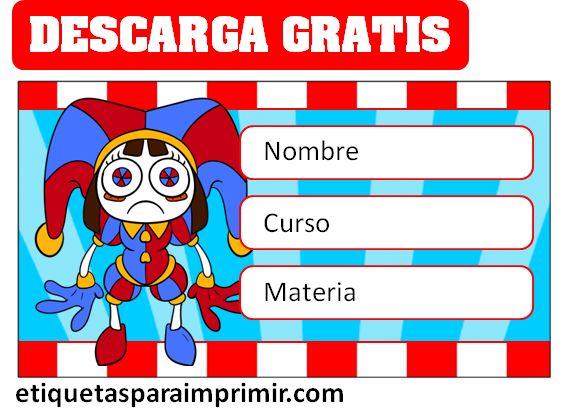 Etiquetas escolares editables Circo Digital