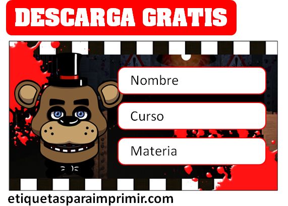 Etiquetas Escolares De Fnaf Para Imprimir