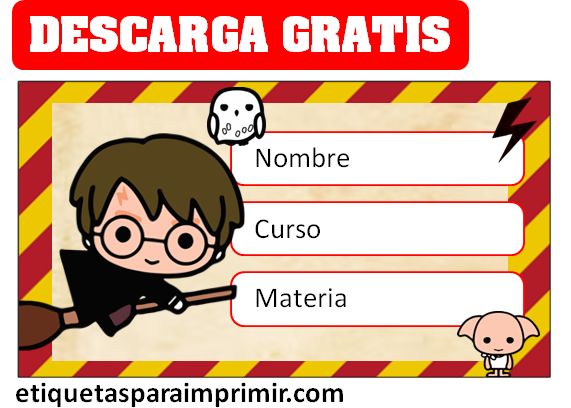 etiquetas escolares de harry potter editables gratis