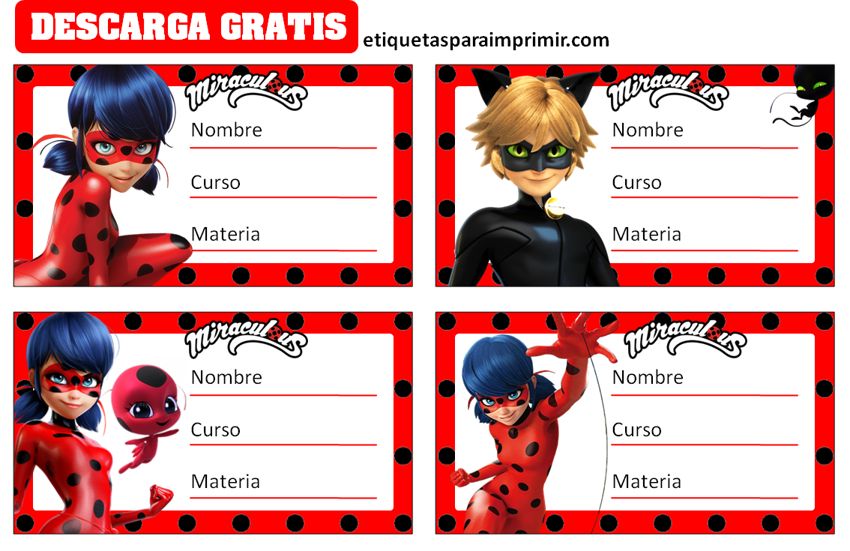 etiquetas escolares ladybug para imprimir gratis