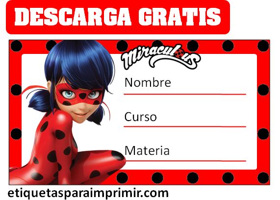 etiquetas escolares de miraculous ladybug