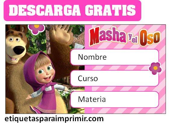 etiquetas de masha y el oso para imprimir