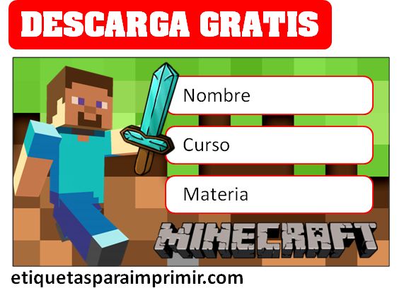 etiquetas escolares minecraft para imprimir