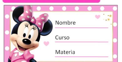 Etiquetas Escolares Minnie mouse gratis