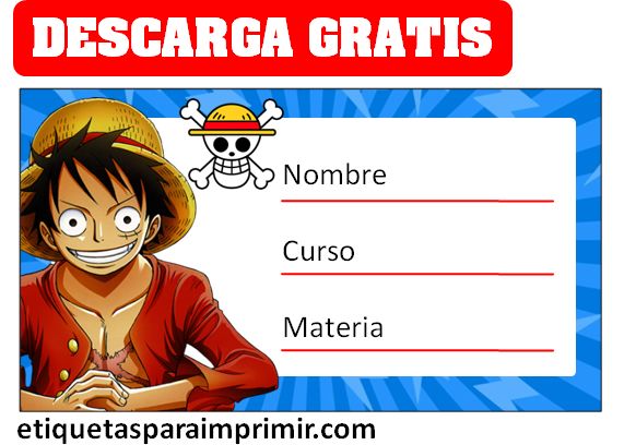 Etiquetas Escolares One Piece gratis