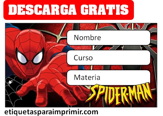 etiquetas escolares spiderman editables