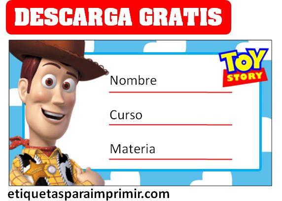 Etiquetas Escolares Toy Story para descargar gratis