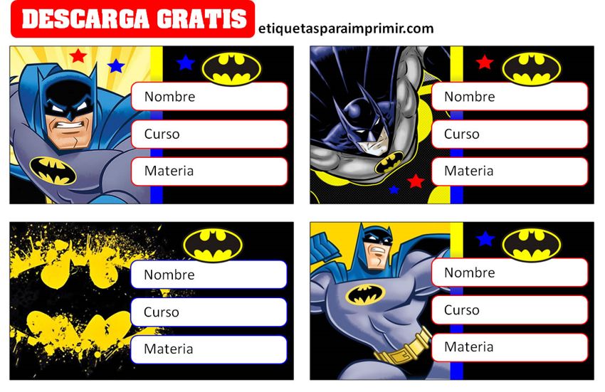 etiquetas escolares de batman para imprimir