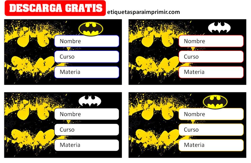 etiquetas escolares para imprimir batman