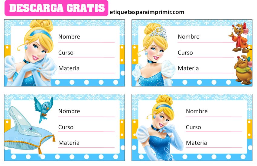 etiquetas de cenicienta para imprimir gratis