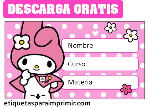 etiquetas escolares de my melody pdf editable