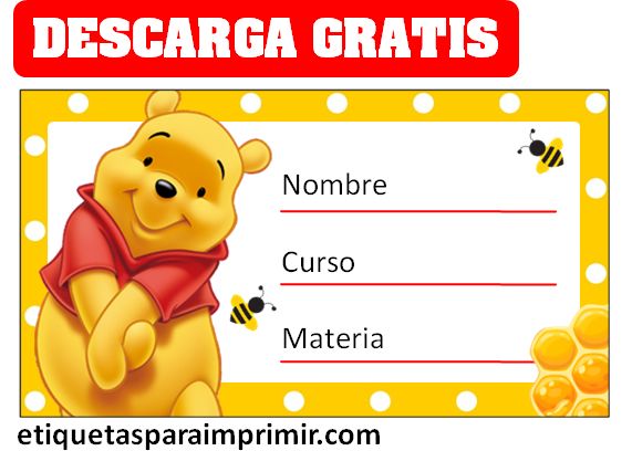 etiquetas escolares de winnie pooh para descargar