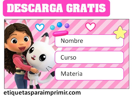 etiquetas escolares gabby para editar gratis